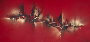 Art abstrait rouge or