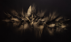 art abstrait noir doré lyrique
