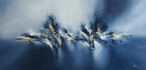 Art abstrait bleu doré